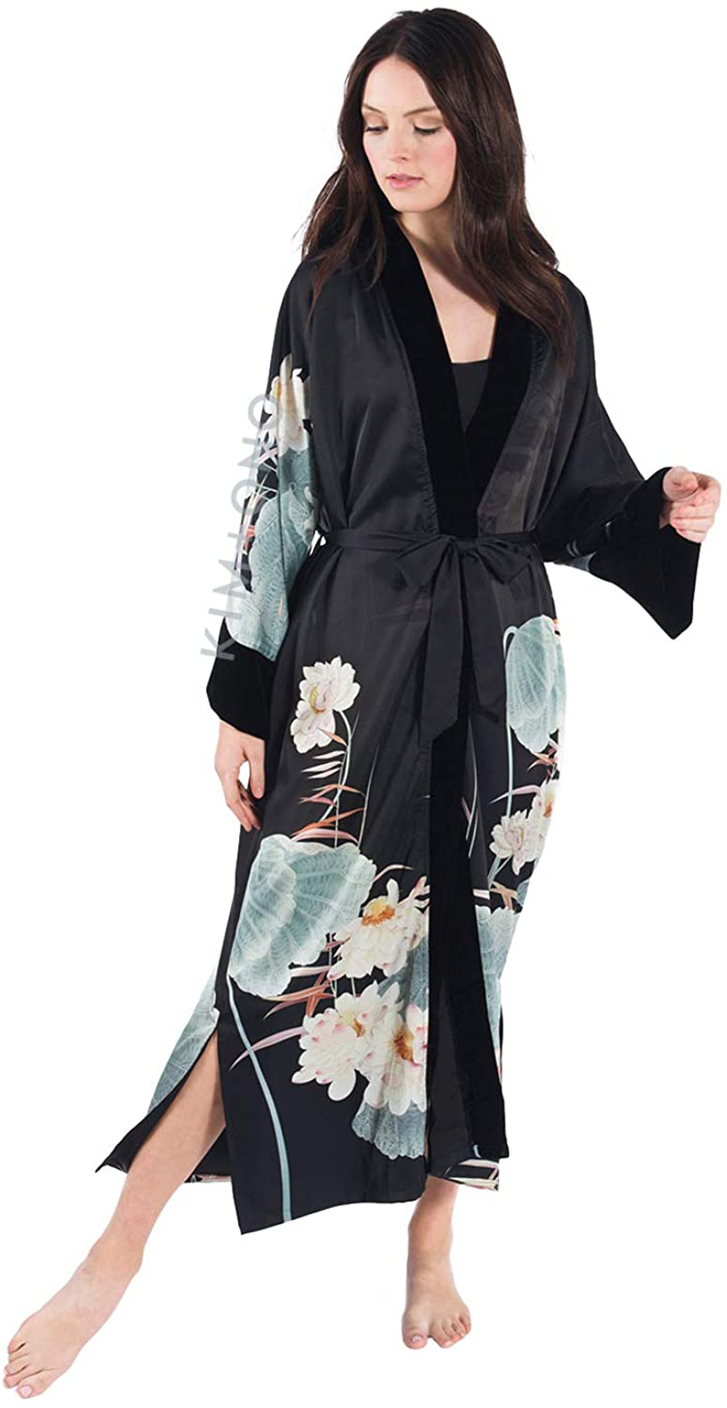 KIM+ONO Women'S Kimono Wrap - Watercolor Floral Apparel & Accessories > Clothing > Sleepwear & Loungewear > Robes KIM+ONO Maren- Black  