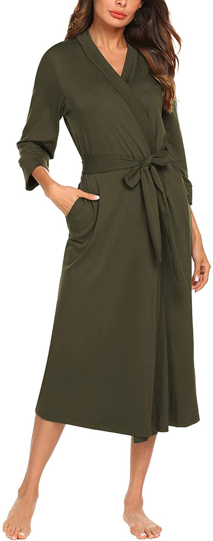 MAXMODA Women Kimono Robes Long Knit Bathrobe Soft Robe Casual Ladies Loungewear S-3XL Apparel & Accessories > Clothing > Sleepwear & Loungewear > Robes MAXMODA   