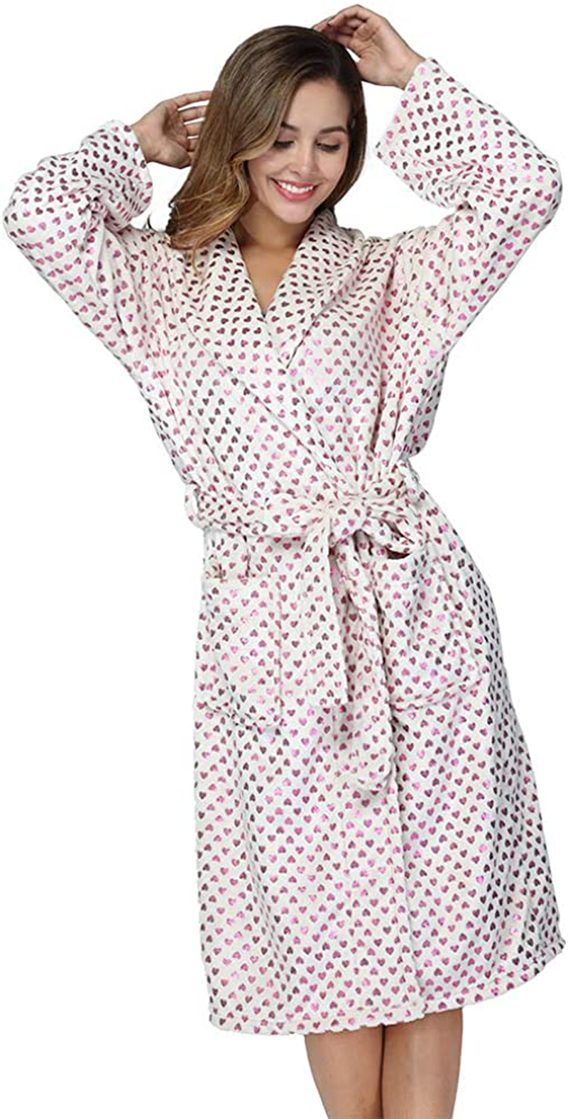 RONGTAI Womens Bathrobe Ladies Fleece Plush Warm Long Robes Apparel & Accessories > Clothing > Sleepwear & Loungewear > Robes Kylie Max   