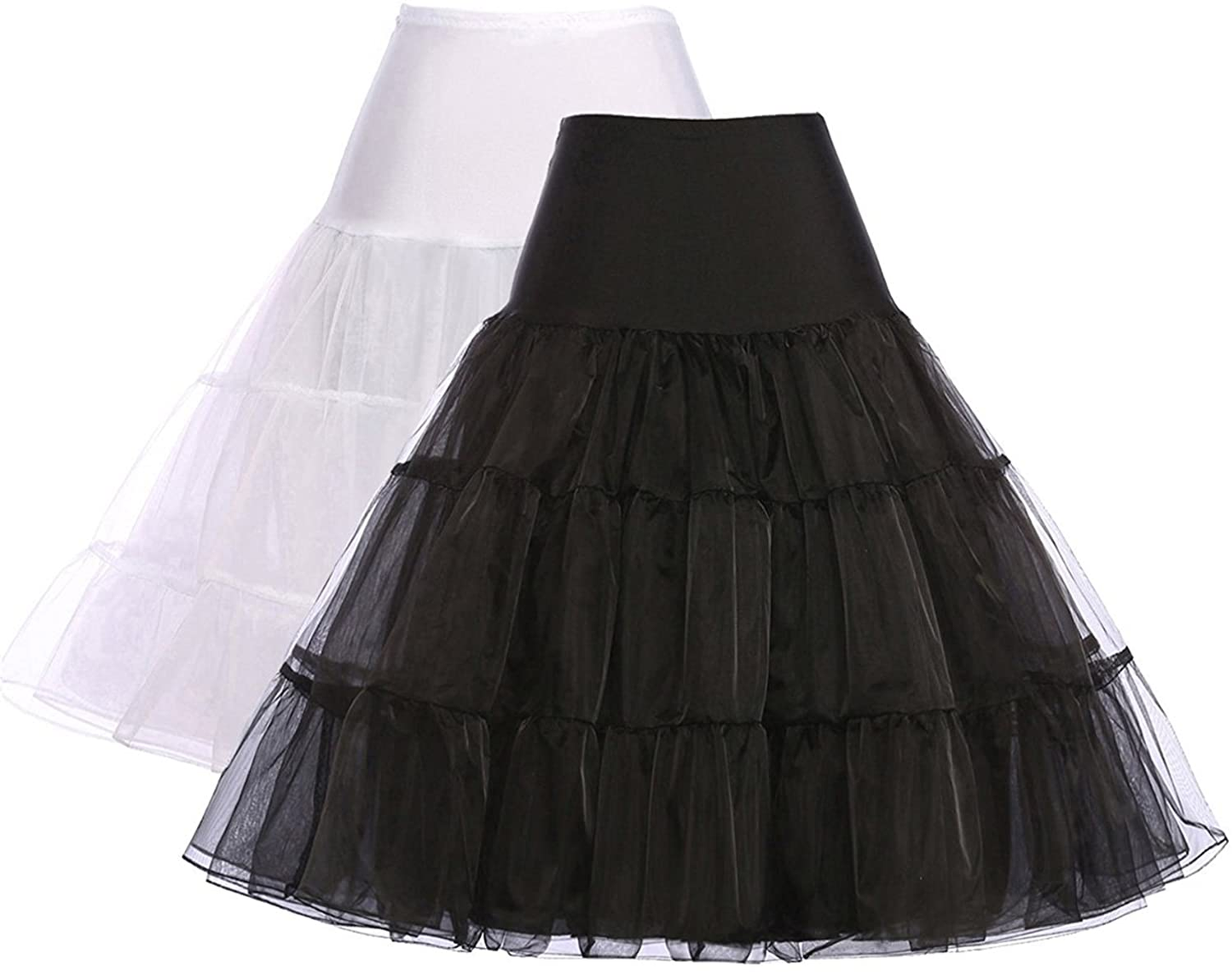 GRACE KARIN Women 50S Petticoat Skirts Tutu Crinoline Underskirt CL008922 Apparel & Accessories > Clothing > Underwear & Socks > Shapewear GRACE KARIN 2-pack（black+white） 0X 
