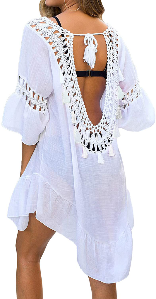 Jodimitty Swimwear Cover Ups V Neck Bikini Beachwear Crochet Swimsuit Coverups for Women Vaction Holiday Apparel & Accessories > Clothing > Swimwear Kylie Max   