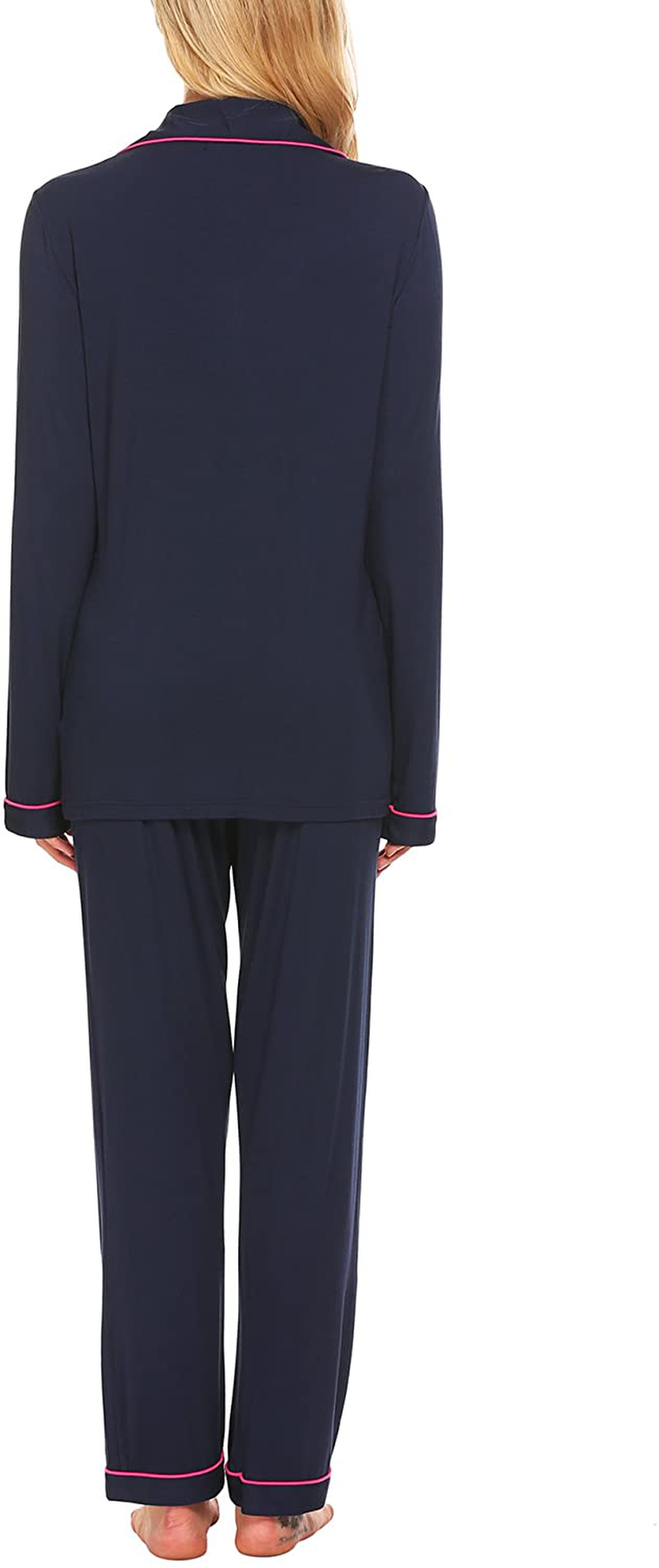 Ekouaer Pajamas Set Long Sleeve Sleepwear Womens Button down Nightwear Soft Pj Lounge Sets XS-XXL Apparel & Accessories > Clothing > Sleepwear & Loungewear > Pajamas Kylie Max   
