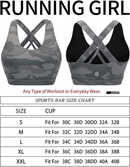 RUNNING GIRL Sports Bra for Women, Criss-Cross Back Padded Strappy Sports Bras Medium Support Yoga Bra with Removable Cups Apparel & Accessories > Clothing > Underwear & Socks > Bras Kylie Max   