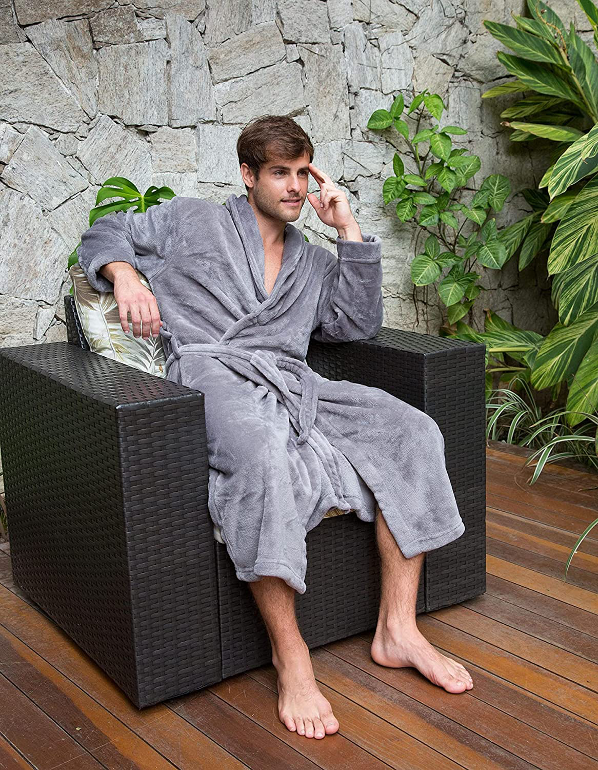 Simplicity Men/Women Luxurious Plush Kimono Bathrobe with Side Pockets Apparel & Accessories > Clothing > Sleepwear & Loungewear > Robes Kylie Max   