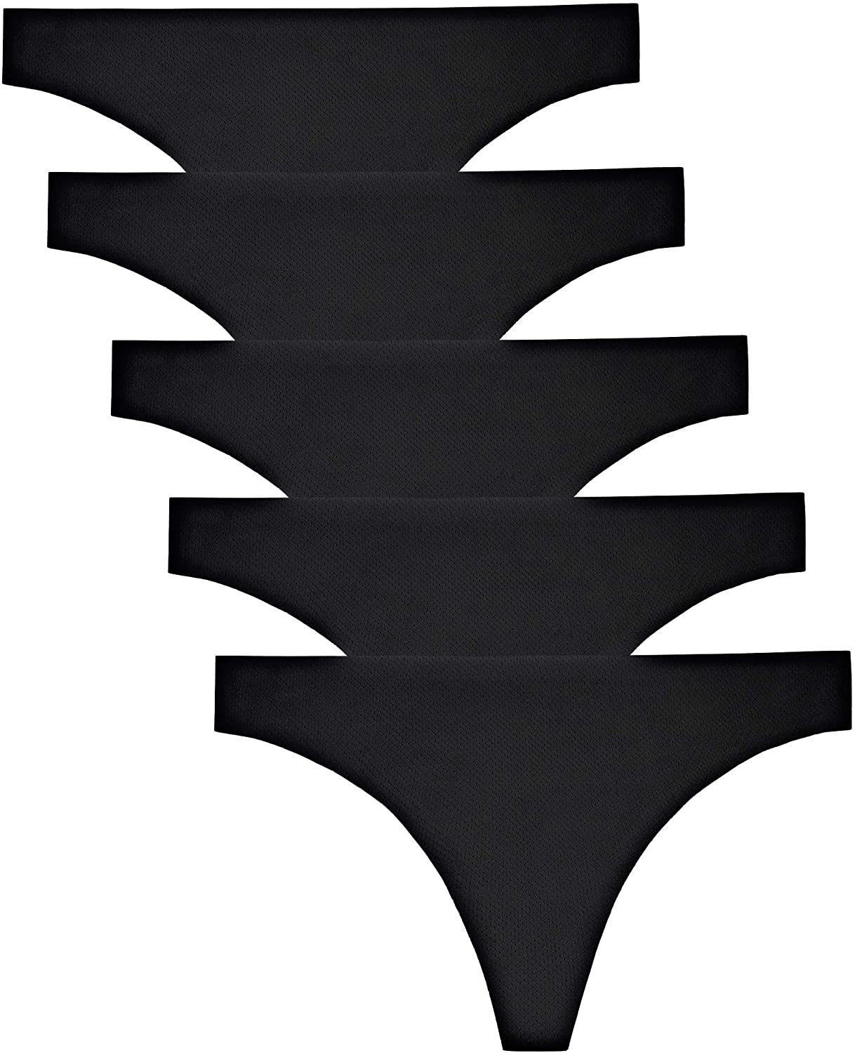 VOENXE Seamless Thongs for Women No Show Thong Underwear Women 5-10 Pack Apparel & Accessories > Clothing > Underwear & Socks > Underwear VOENXE E-5 Pack Black Small 
