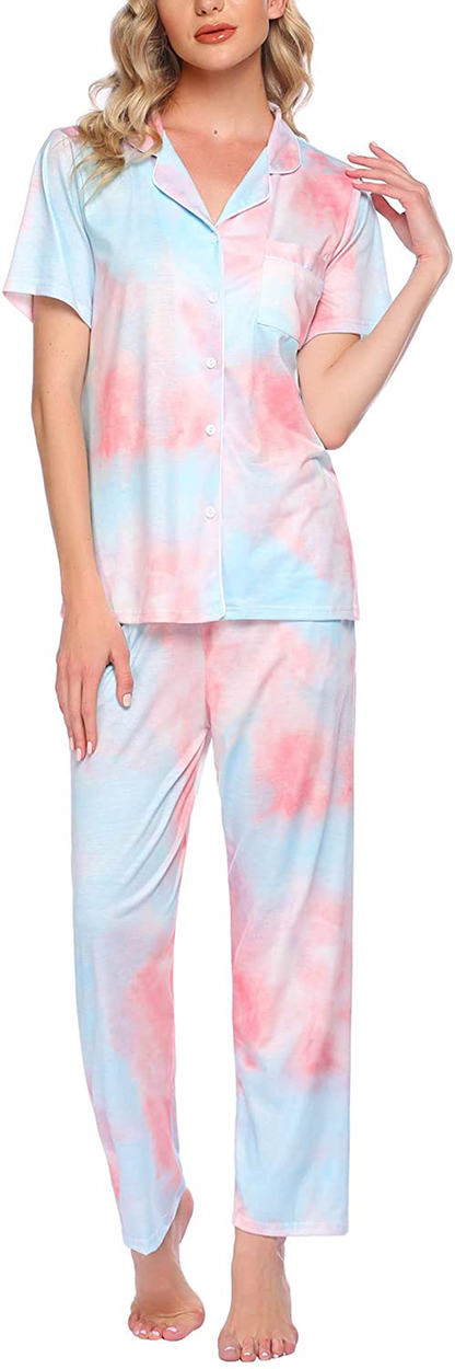 Avidlove Women Pajamas Set Notch Collar Soft Sleepwear Pjs Short Sleeve Button Down Nightwear with Long Pants Apparel & Accessories > Clothing > Sleepwear & Loungewear > Pajamas Avidlove   