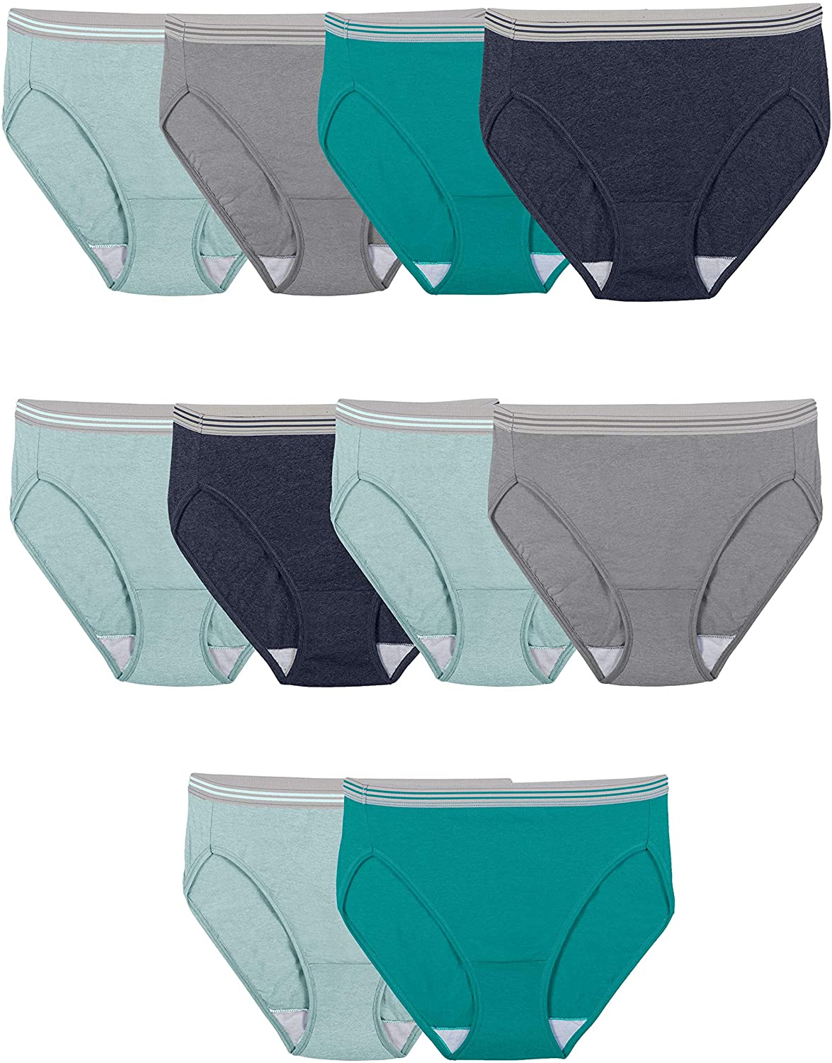 Fruit of the Loom Women'S Eversoft Cotton Brief Underwear (Regular & plus Size) Apparel & Accessories > Clothing > Underwear & Socks > Underwear Fruit of the Loom Hi Cut - 10 Pack - Assorted Heathers Hi Cut Brief 9