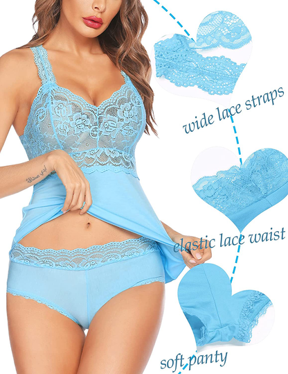 Avidlove Sexy Pajama Set for Women Sexy Lingerie Lace Sleepwear Cami Shorts Set Nightwear Apparel & Accessories > Clothing > Sleepwear & Loungewear Kylie Max   
