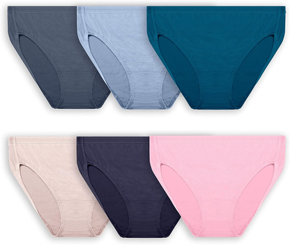 Fruit of the Loom Women'S Breathable Underwear (Regular & plus Size) Apparel & Accessories > Clothing > Underwear & Socks > Underwear Fruit of the Loom Plus Size Hi Cut - Micro Mesh - 6 Pack Assorted Colors Plus Size 9