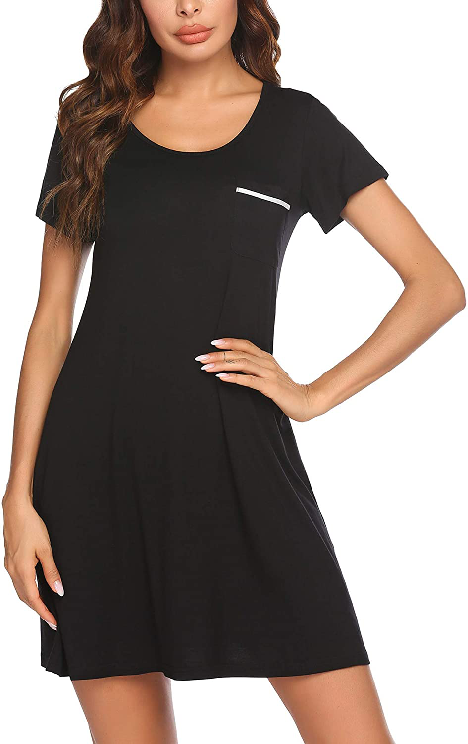 Ekouaer Women Sleepshirt Short Sleeve T-Shirt Nightgowns Night Shirt Comfy Sleep Loungewear round Neck Nightshirt Soft S-XXL Apparel & Accessories > Clothing > Sleepwear & Loungewear > Nightgowns Kylie Max   