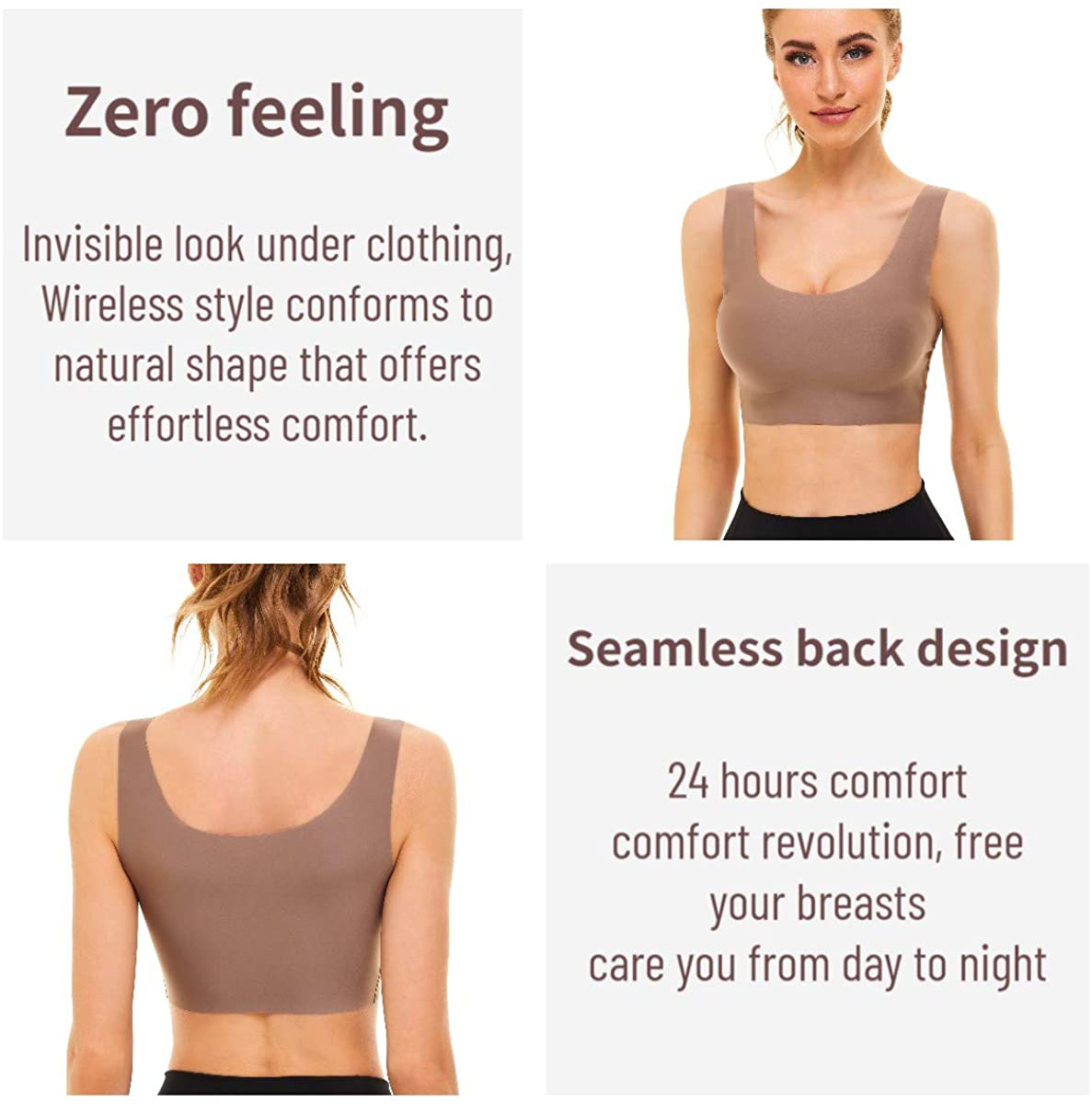 UOTJCNR Women'S Seamless Wireless Invisible Bra Comfy Sleep Bras Thin Soft Daily Bras for Yoga Sport Apparel & Accessories > Clothing > Underwear & Socks > Bras Kylie Max   