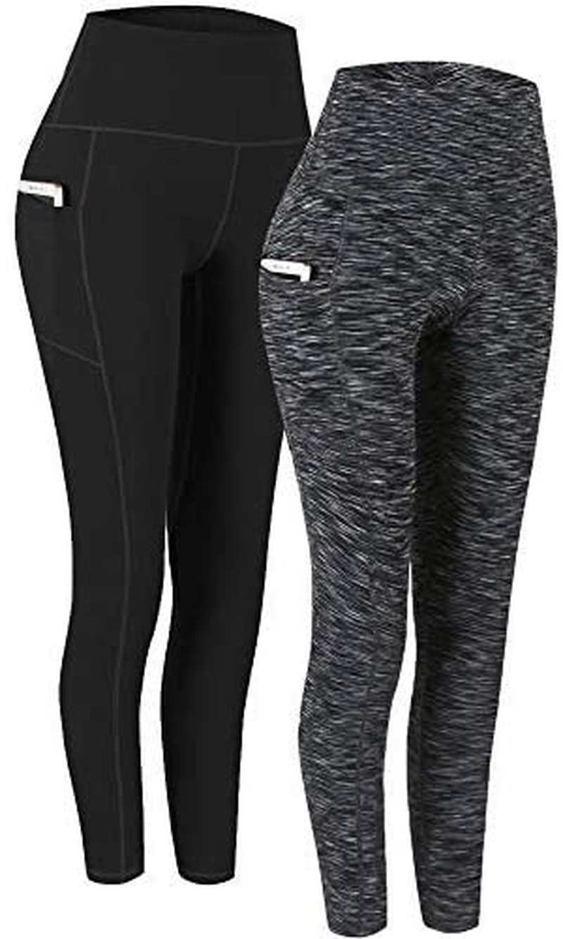 Fengbay 2 Pack High Waist Yoga Pants, Pocket Yoga Pants Tummy Control Workout Running 4 Way Stretch Yoga Leggings Apparel & Accessories > Clothing > Activewear Fengbay Black & 9622 Dr Black Large 