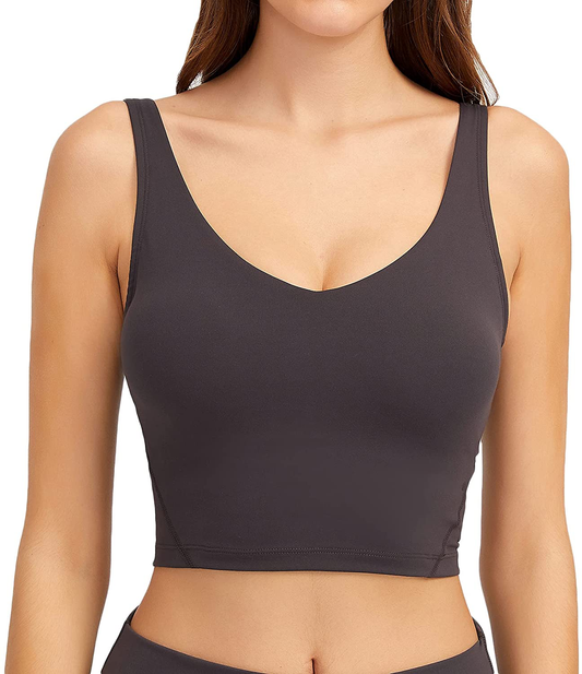 Lemedy Women Sports Bra Longline Crop Tank Top Padded Workout Running Yoga Apparel & Accessories > Clothing > Underwear & Socks > Bras Kylie Max   