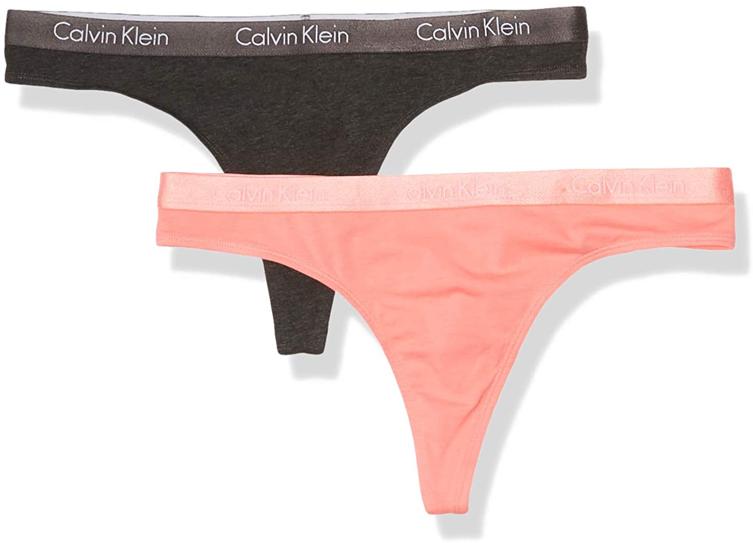 Calvin Klein Women's Motive Cotton Multipack Thong Panty Apparel & Accessories > Clothing > Underwear & Socks > Underwear Calvin Klein Charcoal Heather/Strawberry Pink Large 