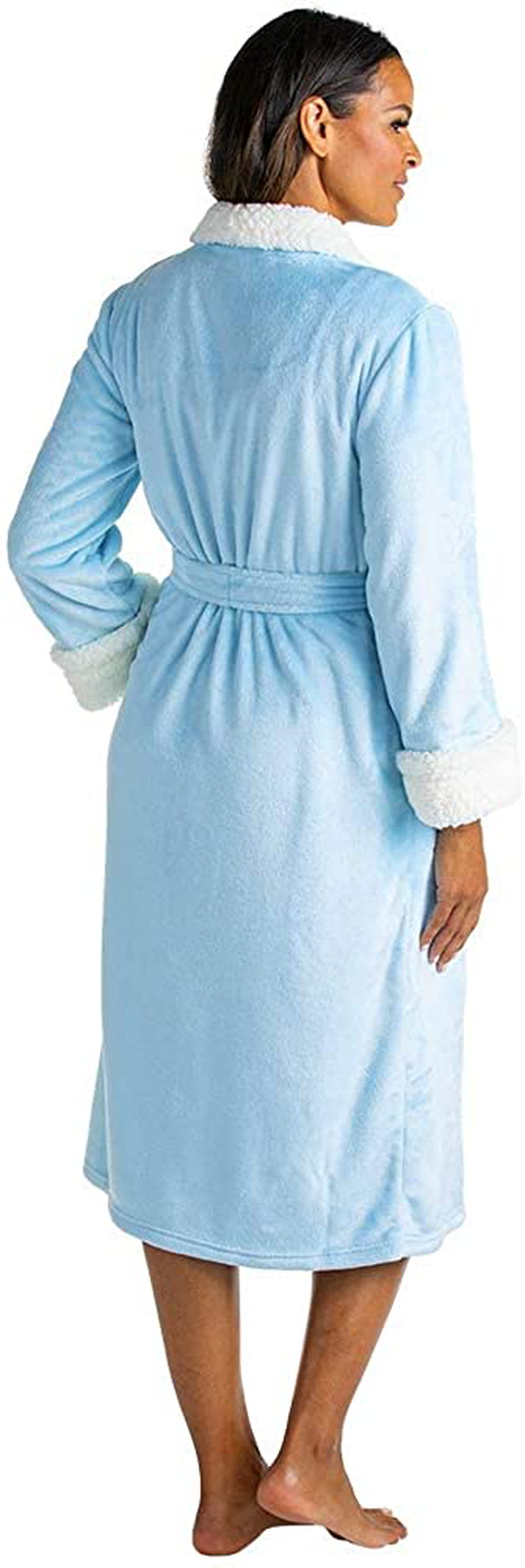 Softies Women'S Plush Sherpa Robe with Contrast Trim Apparel & Accessories > Clothing > Sleepwear & Loungewear > Robes Kylie Max   