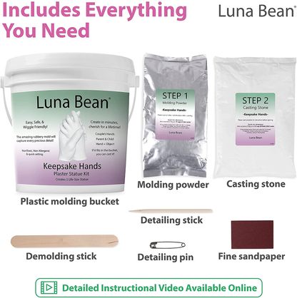 Luna Bean Keepsake Hands Casting Kit | DIY Plaster Statue Molding Kit | Hand Holding Craft for Couples, Adult & Child, Wedding, Friends, Anniversary Arts & Entertainment > Party & Celebration > Gift Giving Luna Bean   