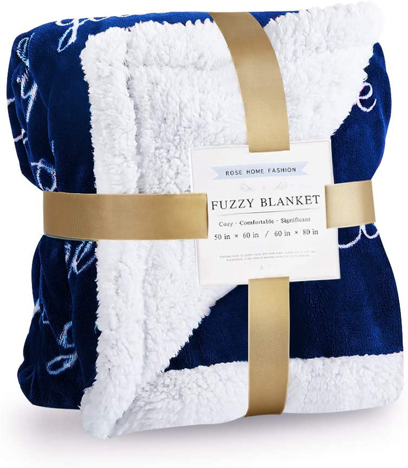 RHF Sherpa Blanket w/Words of Warm Hug, Family, Friendship, Positive Energy Healing Thoughts, Super Soft, Birthday Gifts for Women Men, Gift for Women, Womens Gifts, Mom Birthday Gifts(Throw, Violet) Arts & Entertainment > Party & Celebration > Gift Giving Rose Home Fashion Blue Throw(50"x60") 