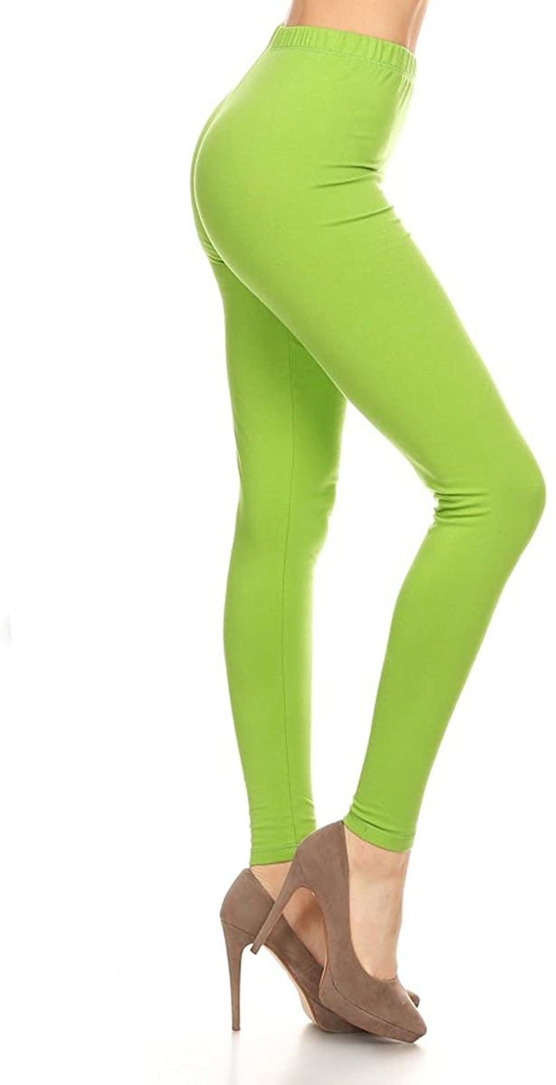 Leggings Depot Cotton Women'S Premium Quality Ultra Soft Solid Leggings Apparel & Accessories > Clothing > Underwear & Socks > Shapewear LEGGINGS DEPOT Cotton-lime 2X 