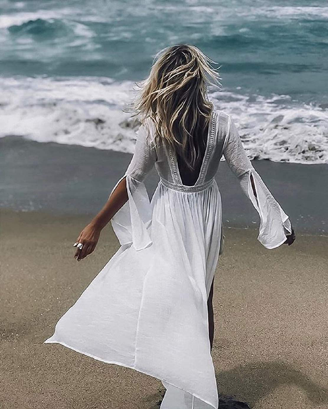 Wander Agio Womens Bikini Cover Ups Beach Casual Dress Coverup Swimsuits Long Cardigan Button Black Apparel & Accessories > Clothing > Swimwear Kylie Max   