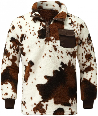 Merthy Mens Warm Camo Plush Henely Shirts Sherpa Fleece Jackets Long Sleeve Stand Collar Thermal Stylish Printed Outwear Apparel & Accessories > Clothing > Underwear & Socks > Shapewear Merthy   