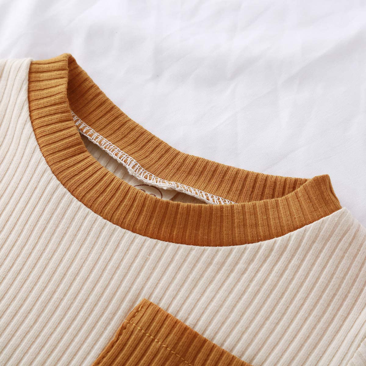 Unisex Baby Pajama Infant Baby Boy Girl Solid Knitted Long Sleeve T-Shirt Tops Sweatshirt Pants 2Pcs Pjs Sleepwear Set Apparel & Accessories > Clothing > Sleepwear & Loungewear > Pajamas Kylie Max   
