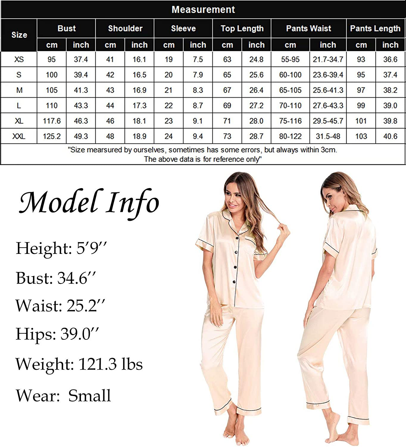Lecgee Womens Silk Satin Pajamas Short Sleeve Loungewear Two-Piece Sleepwear Button-Down Pj Set Apparel & Accessories > Clothing > Sleepwear & Loungewear > Pajamas Kylie Max   