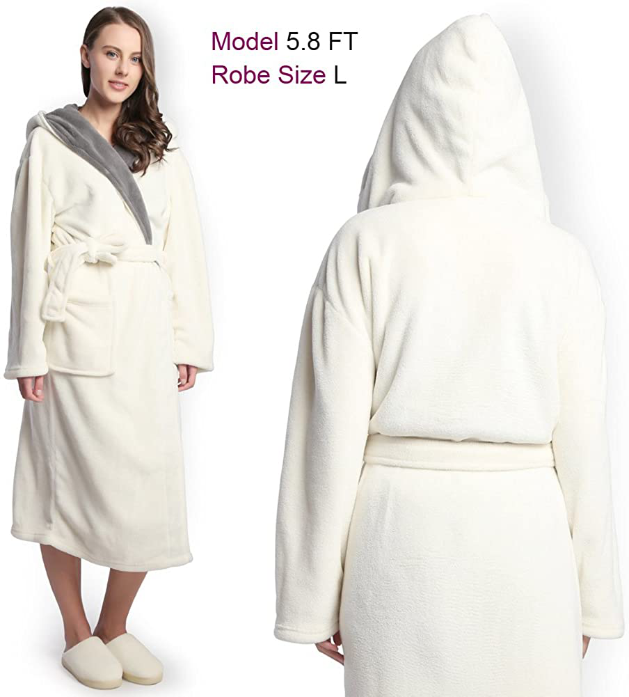 KEMUSI Hooded Herringbone Women'S Soft Spa Long Kimono Bathrobe,Comfy Full Length Warm Nightdress Apparel & Accessories > Clothing > Sleepwear & Loungewear > Robes Kylie Max   