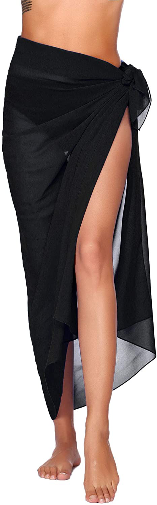 Ekouaer Sarong Swimsuit Coverup for Women Chiffon Long Beach Tie Wrap Skirt Sexy Bikini Sheer Scarf Bathing Suit Bottom Apparel & Accessories > Clothing > Swimwear Kylie Max   