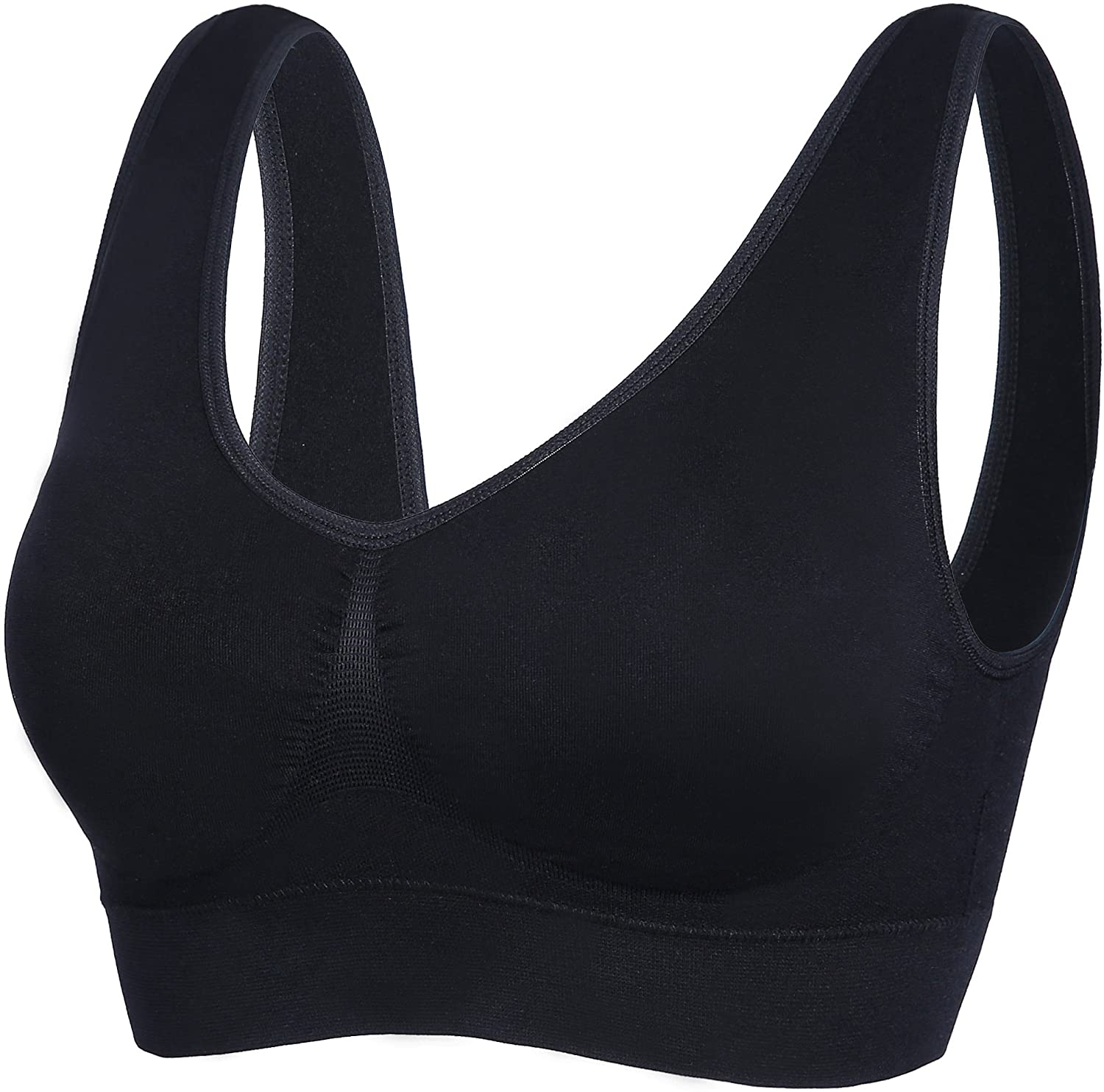 PRETTYWELL Sleep Bras for Women, Comfort Seamless Wireless Stretchy Sports Bra,3 Pack Yoga Bras, with Removable Pads Apparel & Accessories > Clothing > Underwear & Socks > Bras Kylie Max   