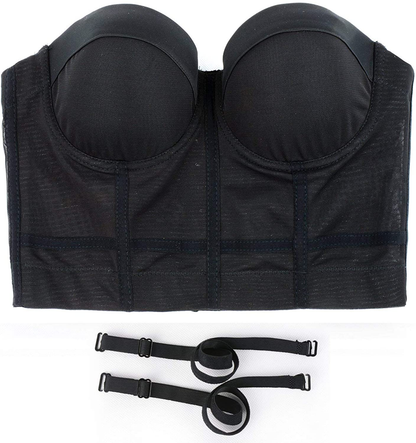 ELLACCI Women'S Mesh Bustier Crop Top Push up Corset Tops Bra Black Apparel & Accessories > Clothing > Underwear & Socks > Lingerie ELLACCI   
