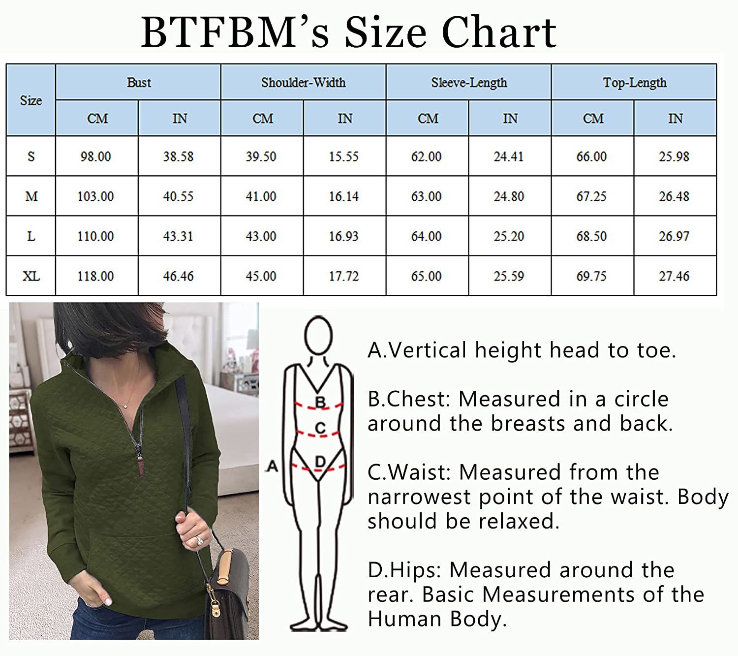 BTFBM Women Fashion Quilted Pattern Lightweight Zipper Long Sleeve Plain Casual Ladies Sweatshirts Pullovers Shirts Tops Apparel & Accessories > Clothing > Activewear Kylie Max   