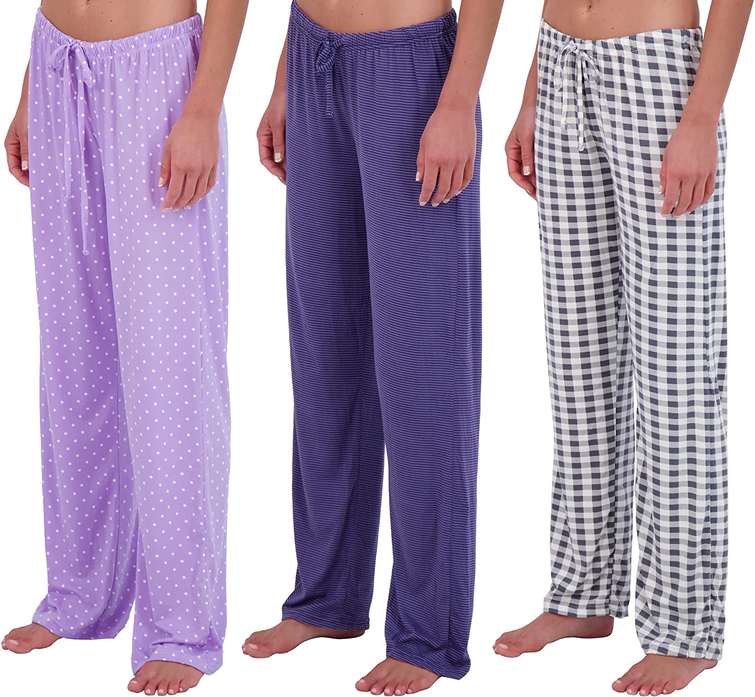 Real Essentials 3 Pack: Women’s Ultra-Soft Fleece Comfy Stretch Pajama Lounge Pants Elegant Sleepwear Apparel & Accessories > Clothing > Sleepwear & Loungewear > Pajamas Real Essentials Soft Knit Set a X-Large 