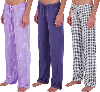 Real Essentials 3 Pack: Women’s Ultra-Soft Fleece Comfy Stretch Pajama Lounge Pants Elegant Sleepwear Apparel & Accessories > Clothing > Sleepwear & Loungewear > Pajamas Real Essentials Soft Knit Set a X-Large 