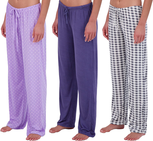 Real Essentials 3 Pack: Women’s Ultra-Soft Fleece Comfy Stretch Pajama Lounge Pants Elegant Sleepwear Apparel & Accessories > Clothing > Sleepwear & Loungewear > Pajamas Real Essentials Soft Knit Set a X-Large 