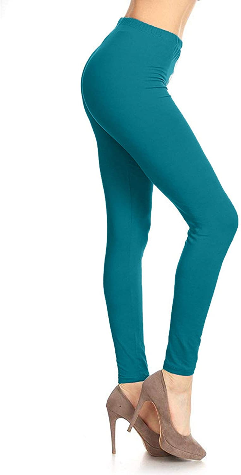 Leggings Depot Cotton Women'S Premium Quality Ultra Soft Solid Leggings Apparel & Accessories > Clothing > Underwear & Socks > Shapewear LEGGINGS DEPOT Teal 1X-3X 