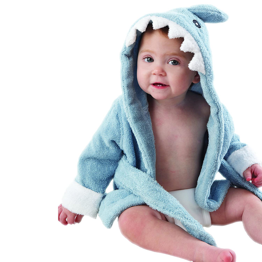Baby Aspen "Let the Fin Begin" Blue Terry Shark Robe, Blue, 0-9 Months Apparel & Accessories > Clothing > Sleepwear & Loungewear > Robes Kylie Max   