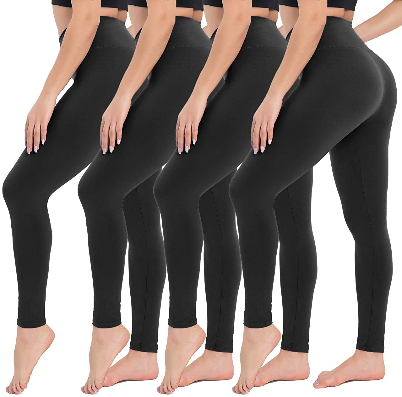 CAMPSNAIL 4 Pack High Waisted Leggings for Women- Soft Tummy Control Slimming Yoga Pants for Workout Running Reg & Plus Size Apparel & Accessories > Clothing > Activewear CAMPSNAIL 4 Packs, 2#black Small-Medium 