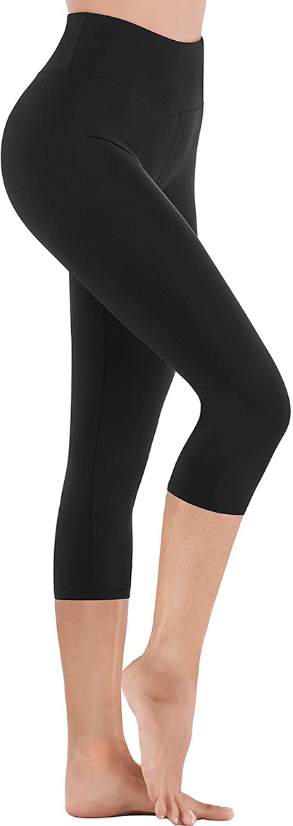 IUGA High Waisted Leggings for Women Workout Leggings with Inner Pocket Yoga Pants for Women Apparel & Accessories > Clothing > Activewear IUGA Black Capris Large 