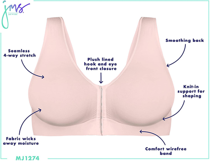 JUST MY SIZE Women'S Pure Comfort Front Close Wirefree Bra MJ1274 Apparel & Accessories > Clothing > Underwear & Socks > Bras Kylie Max   