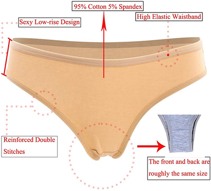 Nightaste Women'S 5-Pack Soft Cotton Tanga Panties Breathable Sport Half Back Coverage Bikini Thong Underwear Apparel & Accessories > Clothing > Underwear & Socks > Underwear Nightaste   