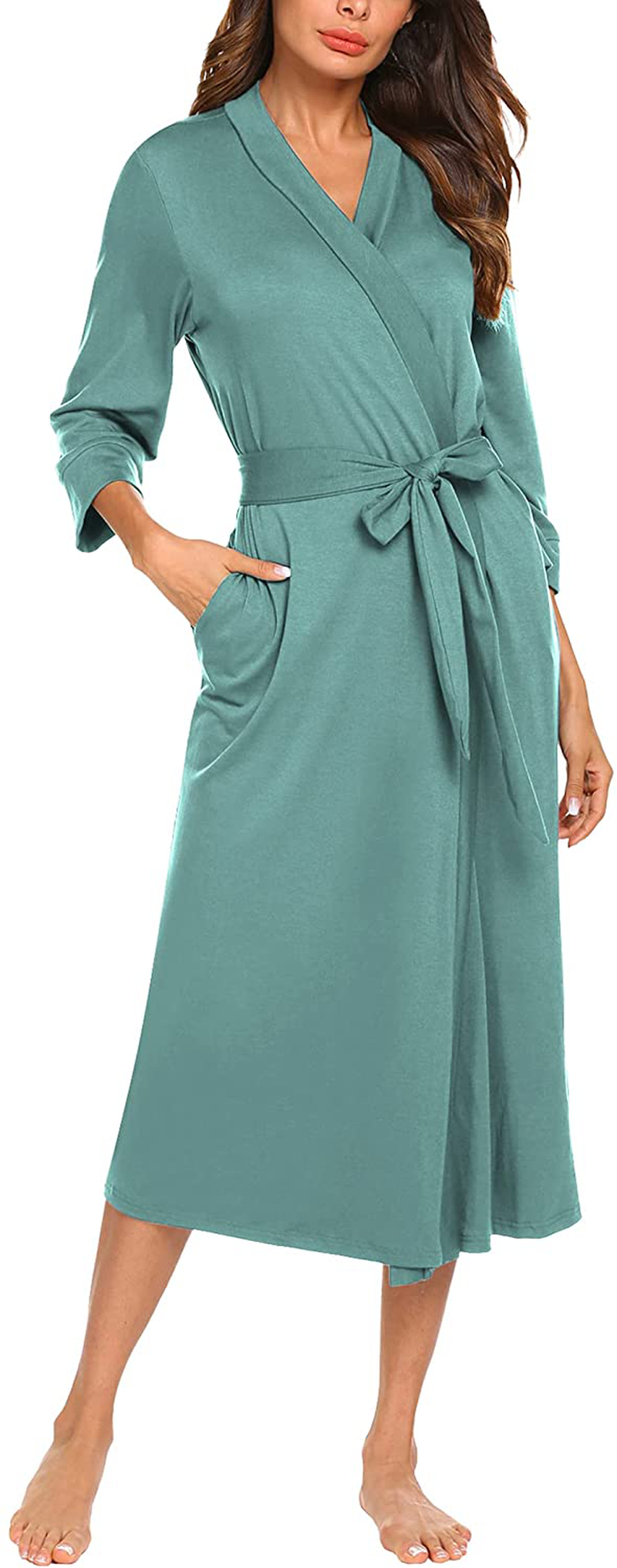 MAXMODA Women Kimono Robes Long Knit Bathrobe Soft Robe Casual Ladies Loungewear S-3XL Apparel & Accessories > Clothing > Sleepwear & Loungewear > Robes MAXMODA   