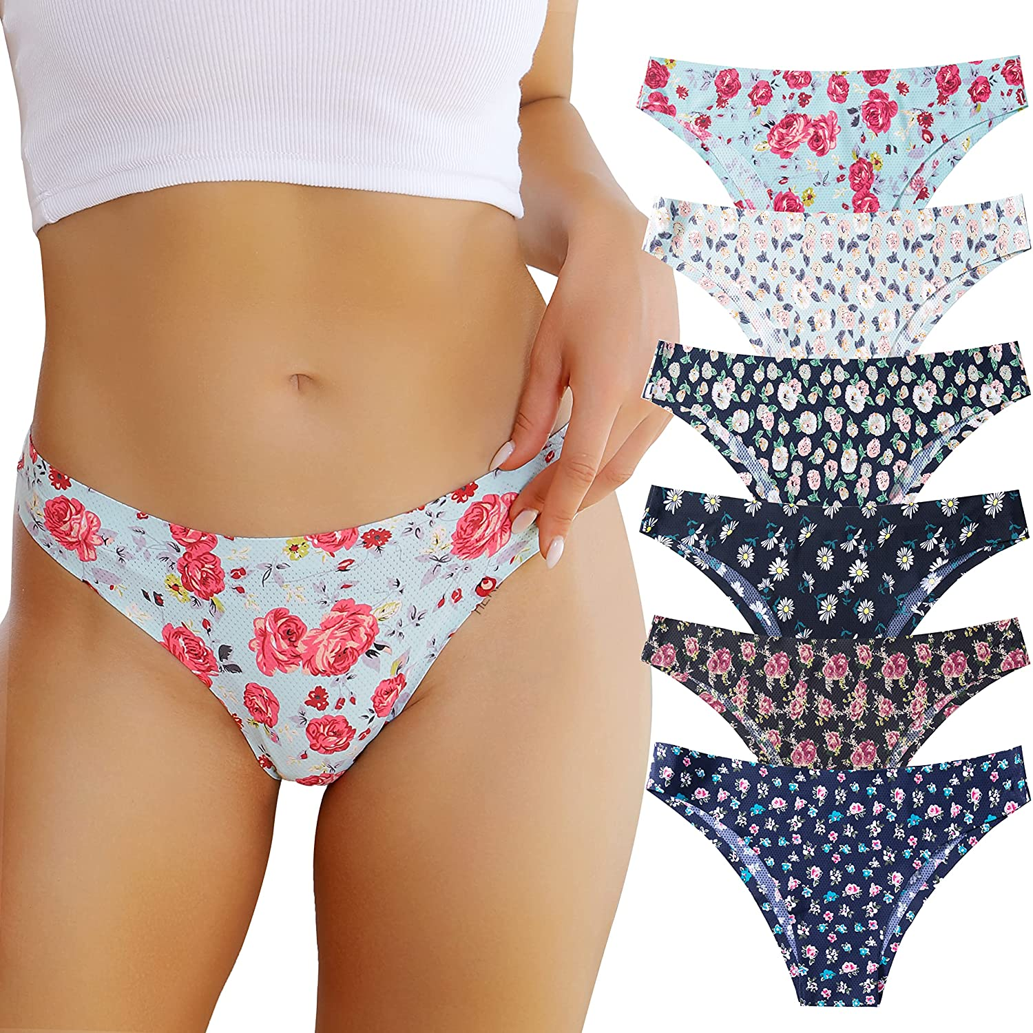 Kingfung Womens Seamless Underwear Sexy Stretch Bikini Panties Low Rise Hipster Ladies Soft Cheeky XS-XL Apparel & Accessories > Clothing > Underwear & Socks > Underwear Kingfung Bikini X-Small 