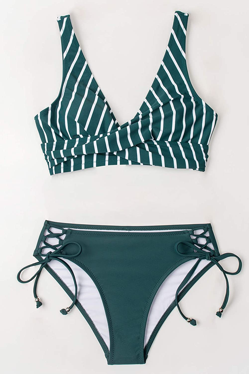 CUPSHE Women's Bikini Swimsuit Front Cross Lace Up Two Piece Bathing Suit Apparel & Accessories > Clothing > Swimwear CUPSHE   