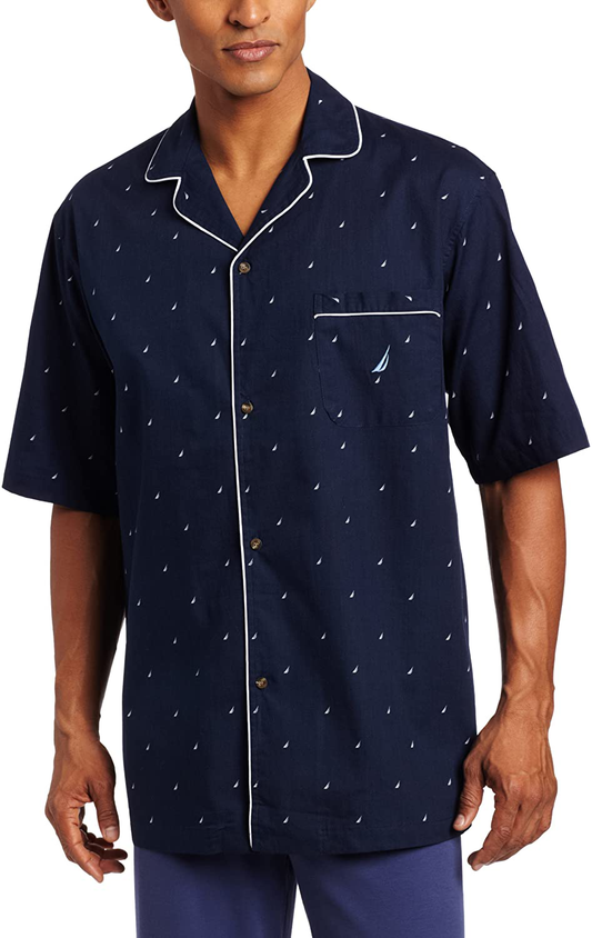 Nautica Men'S Short Sleeve 100% Cotton Soft Woven Button down Pajama Top Apparel & Accessories > Clothing > Sleepwear & Loungewear > Pajamas Kylie Max   