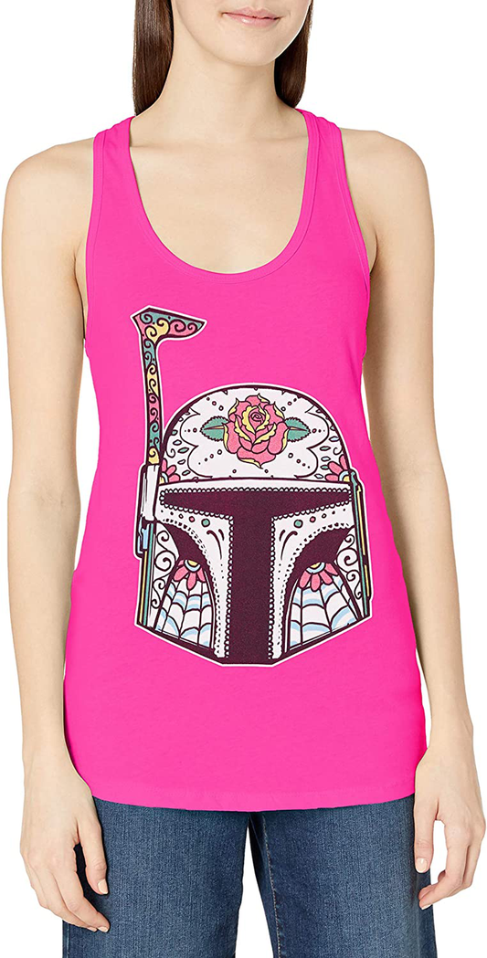 Star Wars Women'S Boba Fett Helmet Racerback Tank Top Apparel & Accessories > Clothing > Activewear Kylie Max   