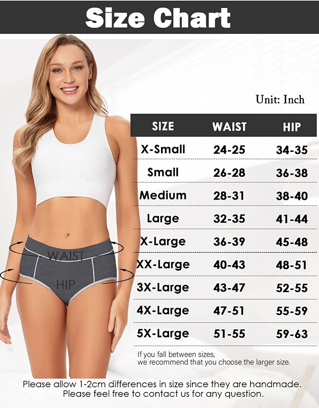 POKARLA Women'S Cotton Stretch Underwear Ladies Mid-High Waisted Briefs Panties 5-Pack Apparel & Accessories > Clothing > Underwear & Socks > Underwear POKARLA   