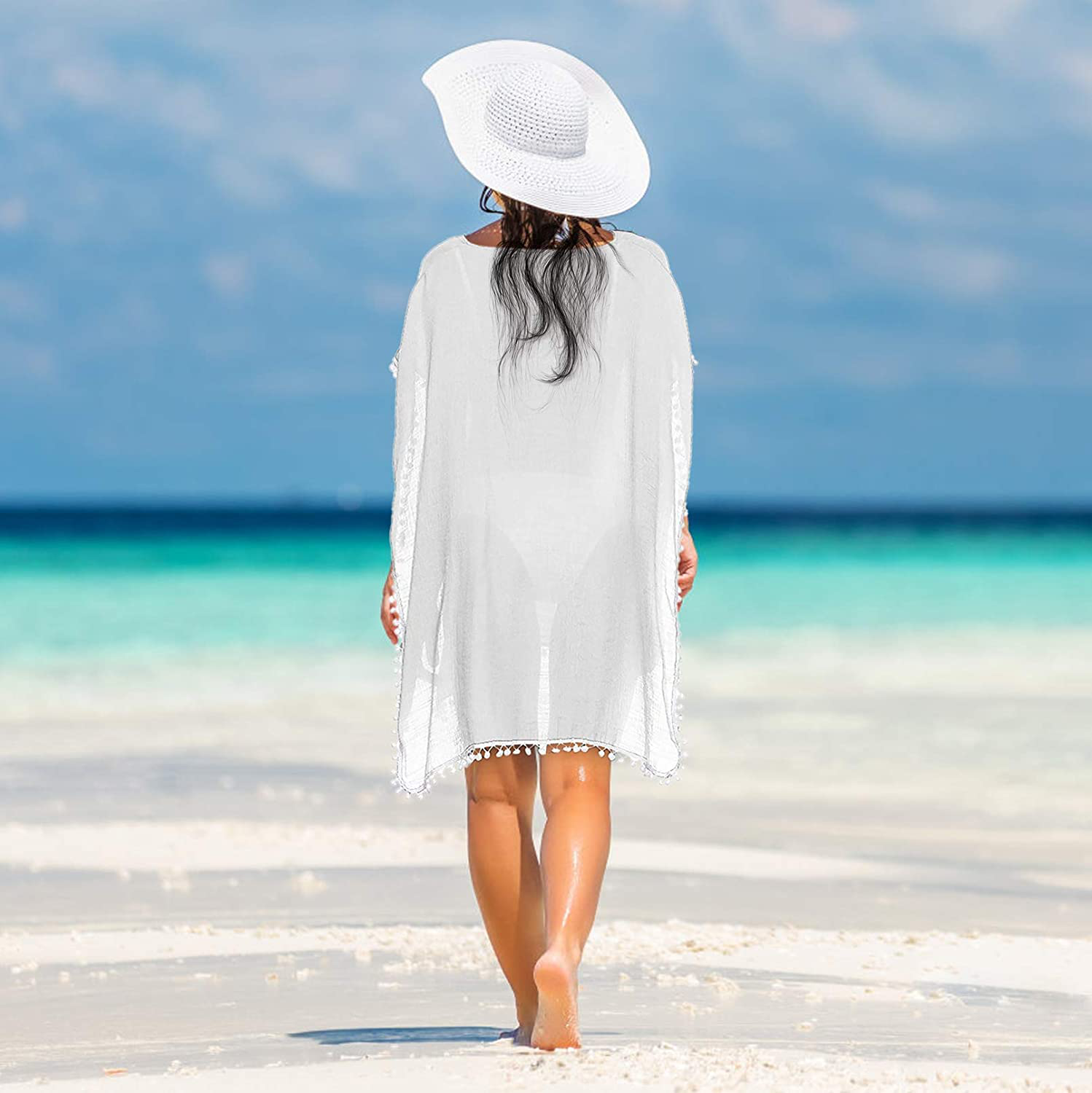 Chalier Bathing Suit Coverups for Women Chiffon Swimwear Bikini Swimsuit Beach Cover Ups Apparel & Accessories > Clothing > Swimwear Kylie Max   