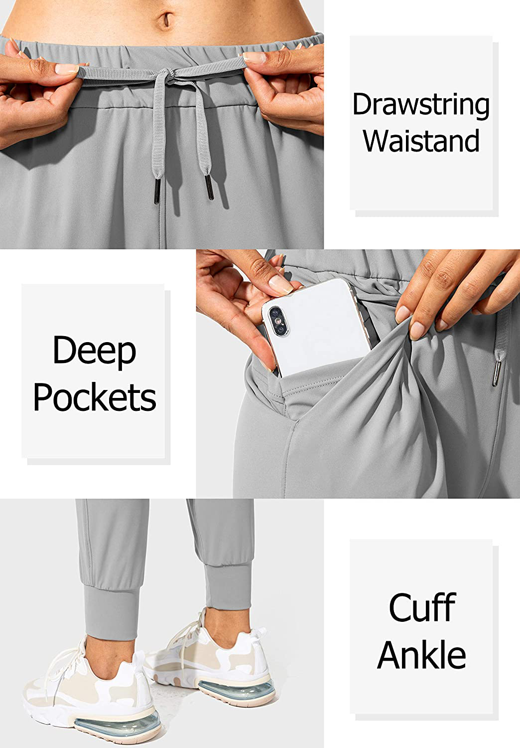 SANTINY Women'S Joggers Pants with Pockets Drawstring Running Sweatpants for Women Lounge Workout Jogging Apparel & Accessories > Clothing > Activewear Kylie Max   