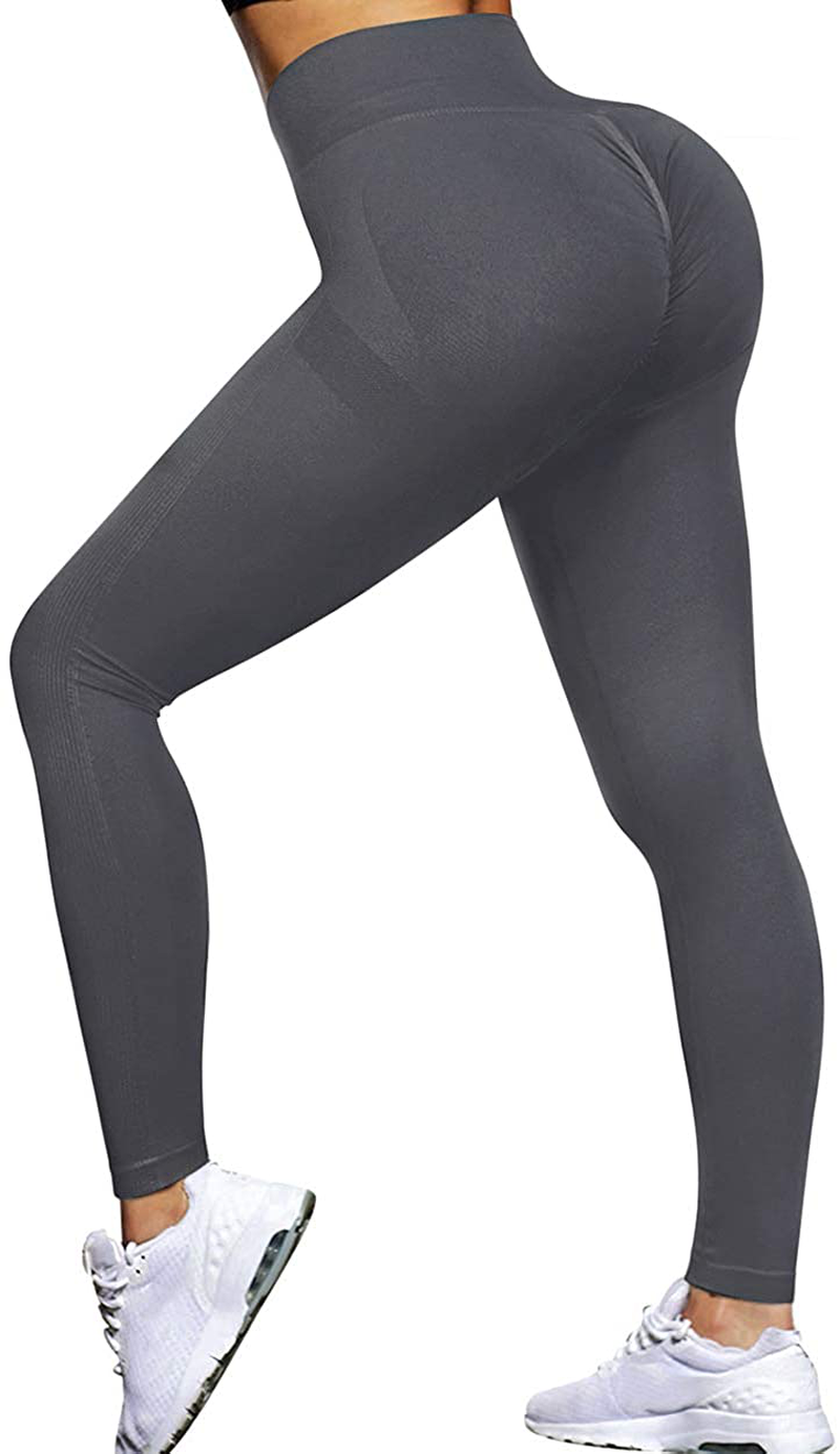 OMKAGI Women Scrunch Butt Lifting Leggings Seamless High Waisted Workout Yoga Pants Apparel & Accessories > Clothing > Activewear OMKAGI 88-grey Small 