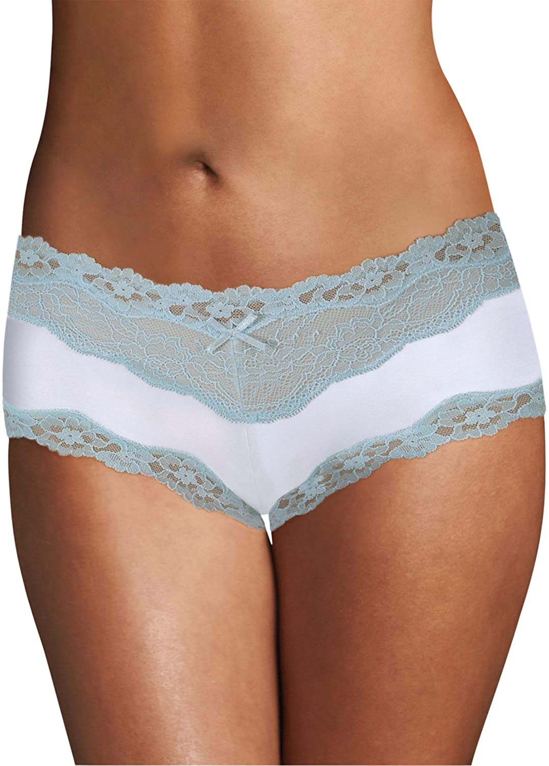 Maidenform Women'S Cheeky Micro Hipster with Lace Apparel & Accessories > Clothing > Underwear & Socks > Underwear Maidenform White W/Blue Whimsy 8 